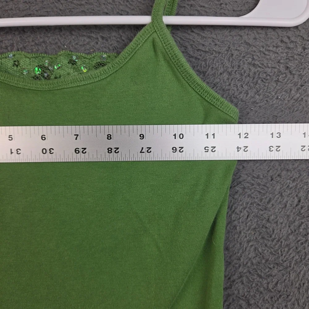 The Children’s Place Girls L 10/12 Green Cami Tank Top Lace Sequin Cotton